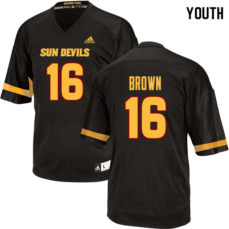 Youth #16 Kevin Brown Arizona State Sun Devils College Football Jerseys Sale-Black
